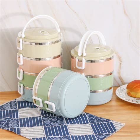 2 tier round stainless steel insulated lunch box|stackable stainless steel lunch containers.